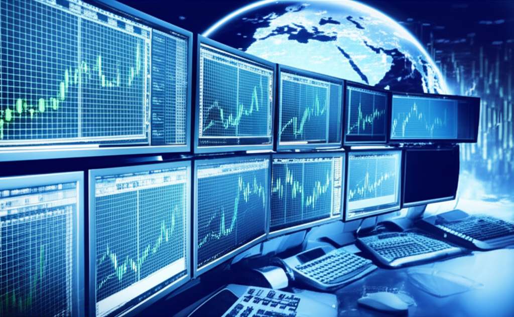 台灣和香港交易者使用MT4平台的忙碌交易桌插圖,強調穩定性、圖表和EA功能