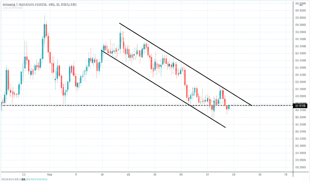 An illustration of an ascending channel on a trading chart clearly showing the lower support line connecting rising lows and the upper resistance line connecting rising highs with an optional middle axis line for additional reference points