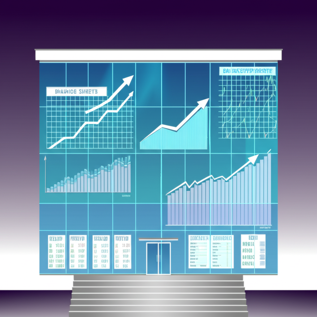 堅固公司建築內透視財務報表,成長營收圖表與健康資產負債表支撐管理與產業前景