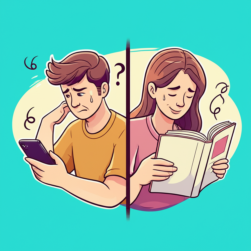 FOMO vs JOMO 的對比:焦慮檢查手機 vs 寧靜閱讀書籍
