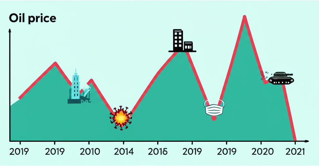 國際油價歷史波動與關鍵事件的時間線插圖