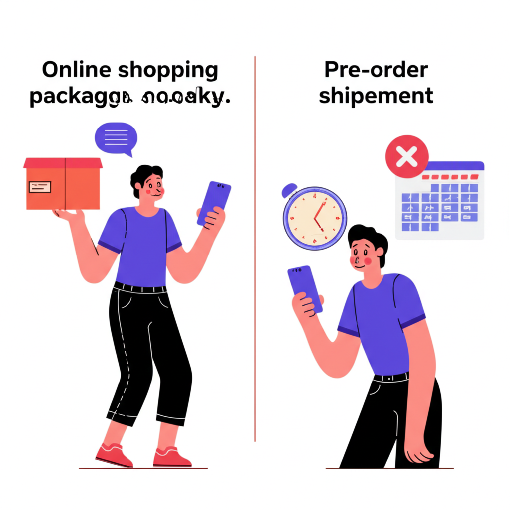 網購現貨與預購對比示意圖