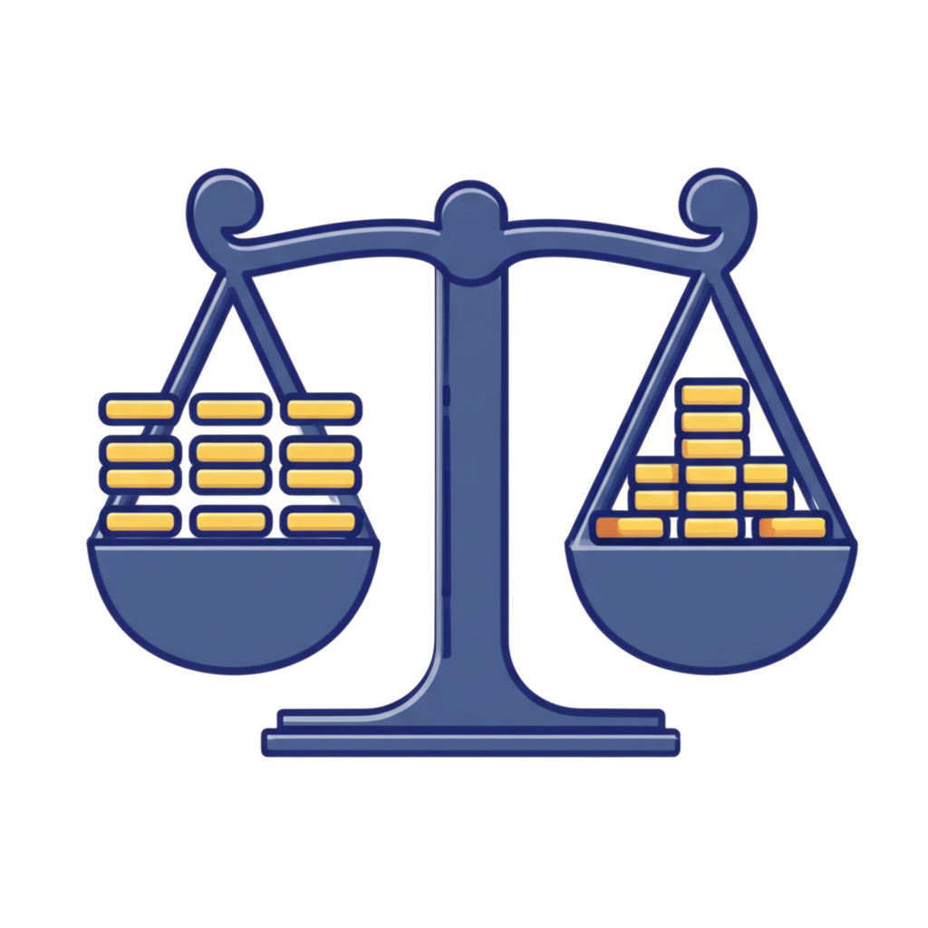 平衡金融天平示意圖,兩側資產代表對沖市場風險與價差變化獲利潛力