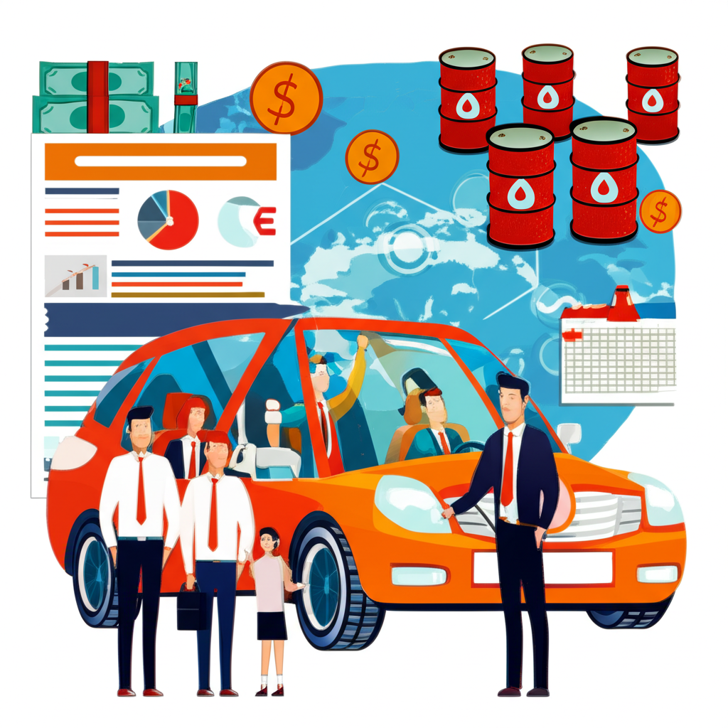 油價對日常生活、商業運作和全球經濟影響的插圖