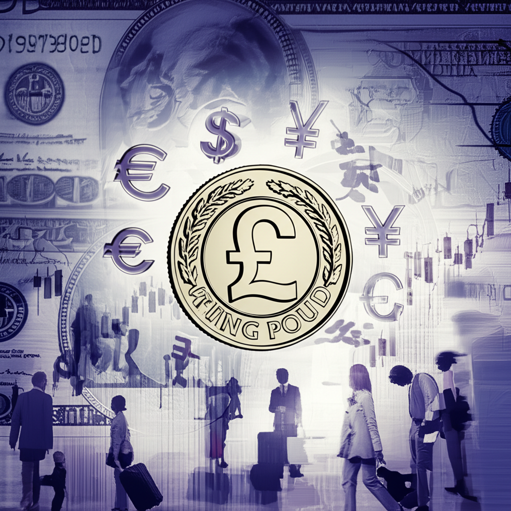 英鎊與全球貨幣互動及經濟景觀插圖